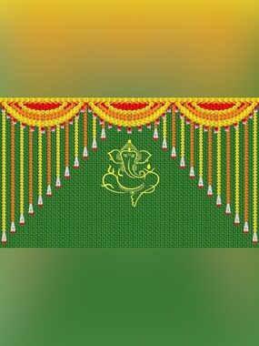 Abrand Green & Yellow Ganesha Decorative Wall Art